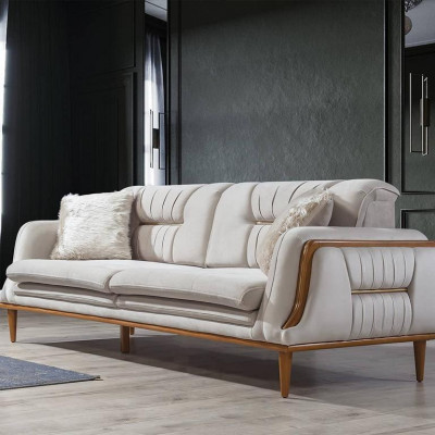 Modern white luxury sofa for living room and 1-seater armchair
