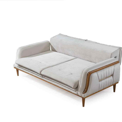 Modern white luxury sofa for living room and 1-seater armchair