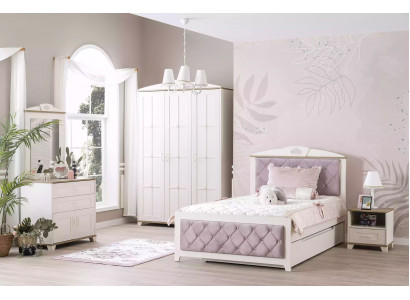 Chesterfield Function Bed Extendable Children's Bed Bed 100 Wood Pink