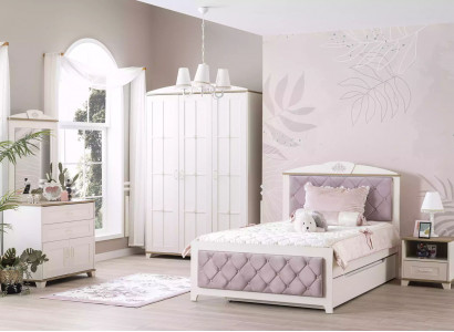 Chesterfield Function Bed Extendable Children's Bed Bed 100 Wood Pink