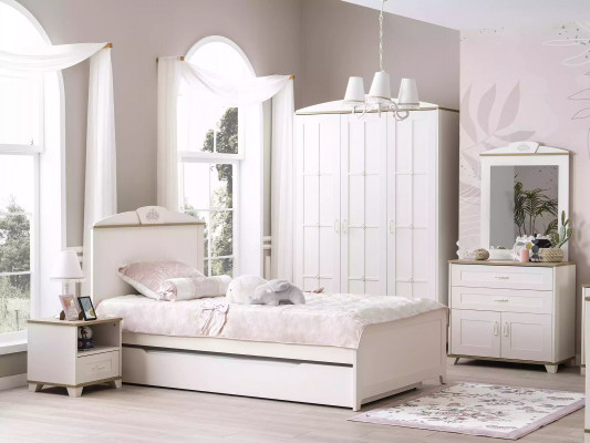Wooden bed functional bed extendable children's bed bed 120 wood white new