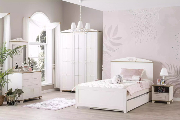 Wooden bed functional bed extendable children's bed bed 120 wood white new
