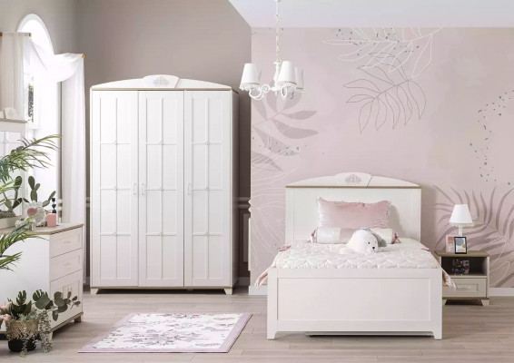 Wooden bed functional bed extendable children's bed bed 120 wood white new