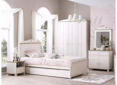 Children's bed wooden bed multifunctional pull-out bed 100 wood white new
