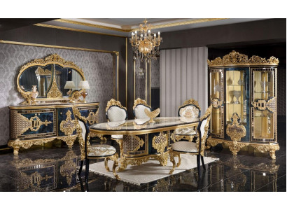 Black-Gold Dining Room Set Dining Suite Wood Furniture Dining Table 5-Piece New