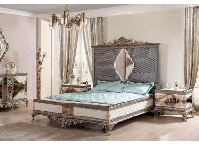 Classic grey bedroom luxury set double bed 2x nightstands