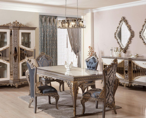 Designer Classic Dining Room Set Chair Group Dining Table Ensemble 5-piece