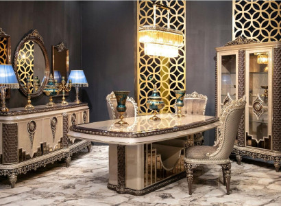 Classic mahogany dining room set luxury furniture dining table chairs sideboard