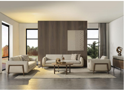 Luxury Couches Upholstered Sofa Beige Complete Three-Seater Armchair 3-Piece Sofas