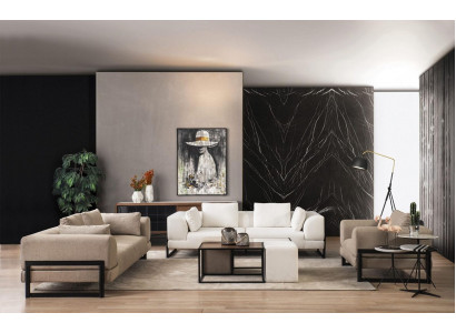 Complete Upholstered Sofa Set Gray Fabric Fabric Sofa