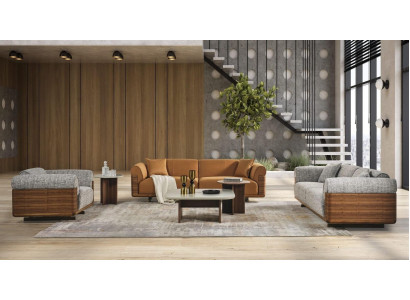 Couch set Sofa set Complete upholstered sofa Brown fabric Fabric sofa