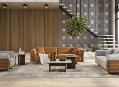 Couch set Sofa set Complete upholstered sofa Brown fabric Fabric sofa