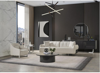 Luxury Couches Upholstered Sofa White Complete Three-Seater Armchair 2-Piece Sofas