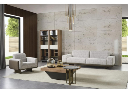 Three-seater armchair upholstered sofa gray group sofa design