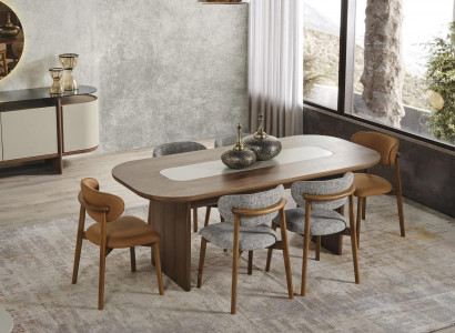 Dining Room Set Dining Area Dining Corner Dining Table Set 7-piece Brown Wood New