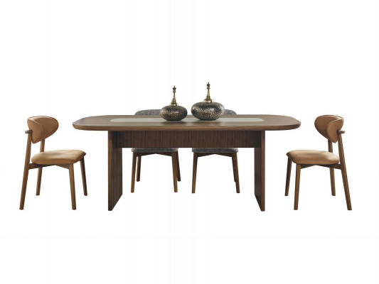 Dining Room Set Dining Area Dining Corner Dining Table Set 7-piece Brown Wood New