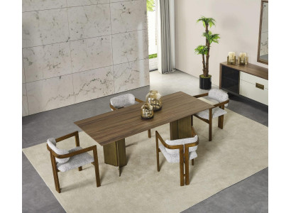 Dining set dining table dining corner dining group set 7-piece dining room brown wood