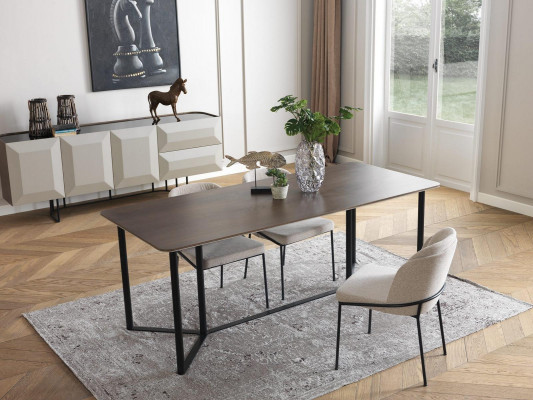 Dining room, dining nook, dining set, dining table set, 7-piece, wood, brown, modern chairs
