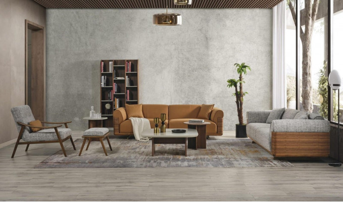 Upholstered sofa set complete brown fabric fabric sofa