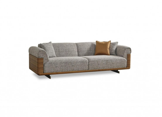 Three-seater sofa 3-seater upholstered sofa gray fabric polyester couch modern