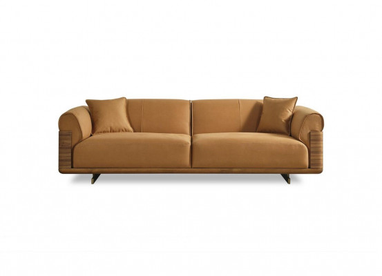 Sofa three-seater 3-seater upholstered sofa brown fabric polyester couch modern