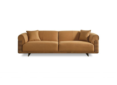 Sofa three-seater 3-seater upholstered sofa brown fabric polyester couch modern
