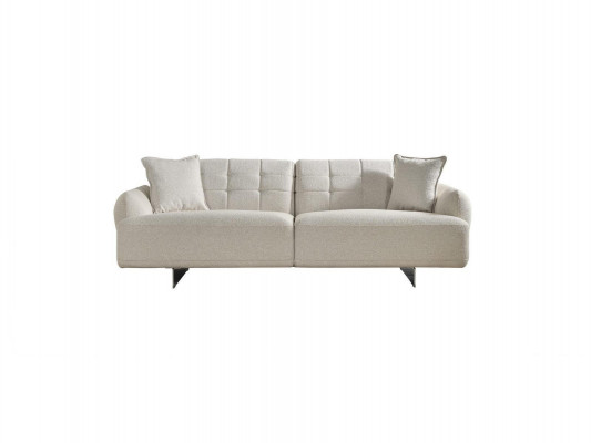 Three-seater sofa, 3-seater upholstered sofa, fabric polyester couch, modern white.