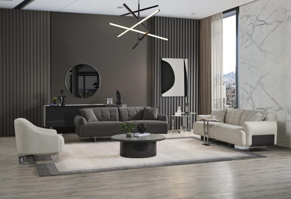 Complete upholstered sofa set sofa set grey fabric fabric sofa