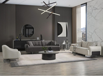 Complete upholstered sofa set sofa set grey fabric fabric sofa