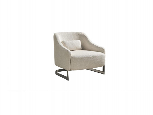 Modern armchair, wingback chair, seat, polyester, white fabric, living room