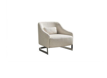 Modern armchair, wingback chair, seat, polyester, white fabric, living room