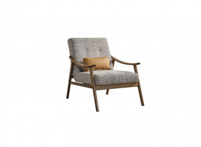 Armchair Wingback Chair Upholstered Polyester Gray Fabric Modern Living Room