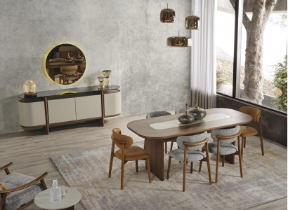 Dining set corner furniture dining table set 9-piece dining room brown wood new