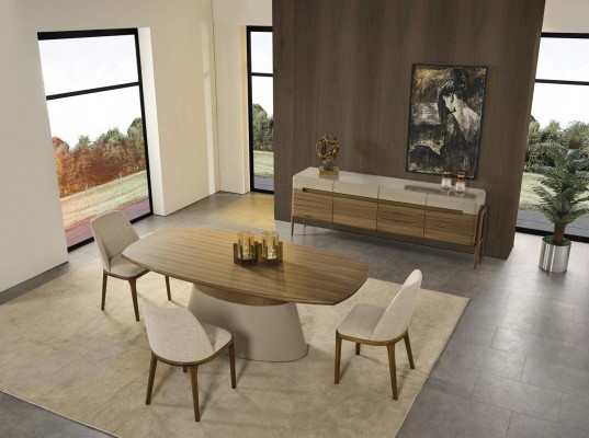 Complete dining area dining group dining table set 8-piece dining room brown wood new