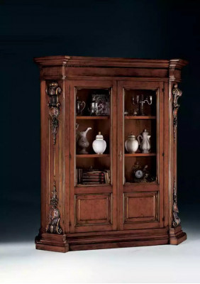 Solid wood brown bookshelf living room furniture brown luxury cabinet