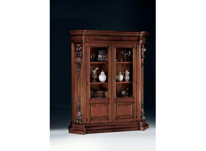 Solid wood brown bookshelf living room furniture brown luxury cabinet