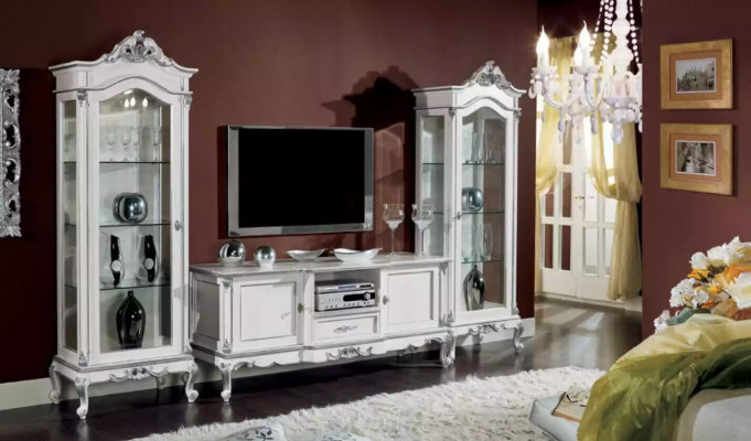 Living room set wall shelf TV stand wall unit 2x display cabinet design 3-piece new