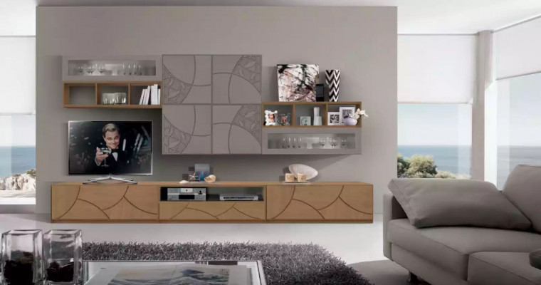 Design wall cabinet shelf living room wood cabinets wall shelves Italy new