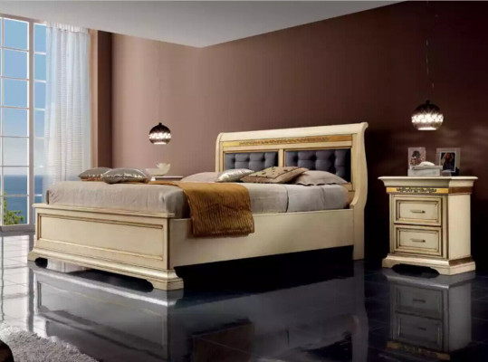 Bed 2x Nightstands 3-piece Bedroom Set Designer Luxury Complete Sets