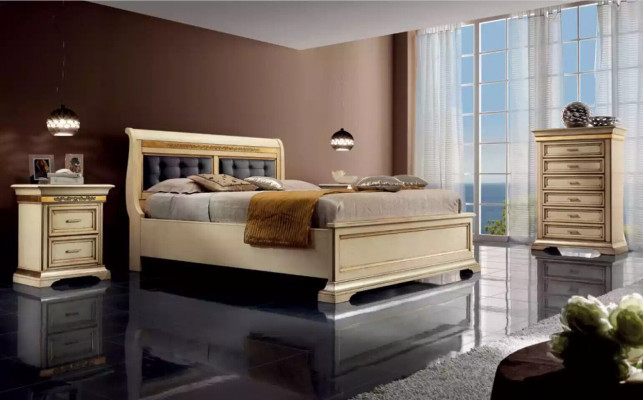 Bed 2x Nightstands 3-piece Bedroom Set Designer Luxury Complete Sets