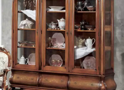 Living room display cabinet, classic wooden furniture with custom drawers display cabinet