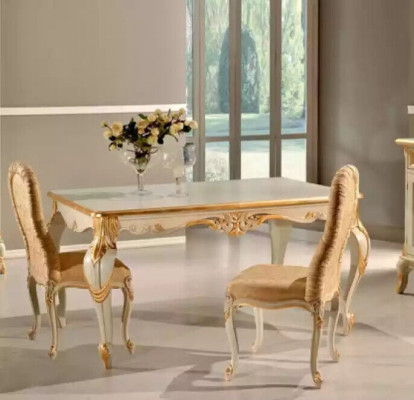 Classic dining table wood dining room set with 4x chairs 5-piece set