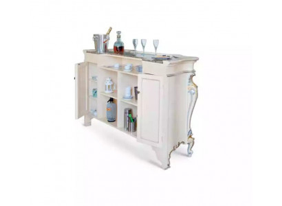 White bar counter, classic style bar counter, wood bar counter, bar.