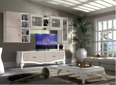 Wall unit living room luxury set display cabinet lowboard wall shelf TV 5 pcs. New