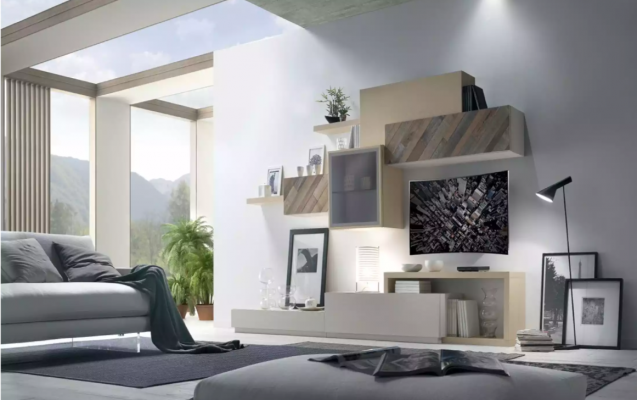 Design living room set display cabinet wall shelves living wall shelf cabinets 4-piece.