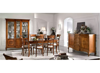 Dining table with 6 chairs dining room dining set wood sideboard 9-piece set