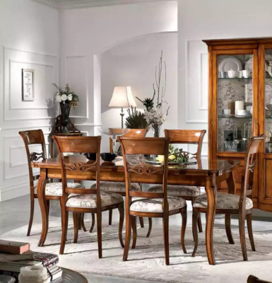Dining table with 6 chairs dining room dining set wood sideboard 9-piece set