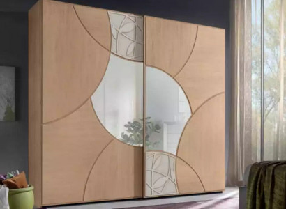 Wardrobe with sliding doors bedroom wood closet brown mirror
