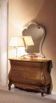 Bedroom dresser with mirror luxury classic furniture set 2-piece wood