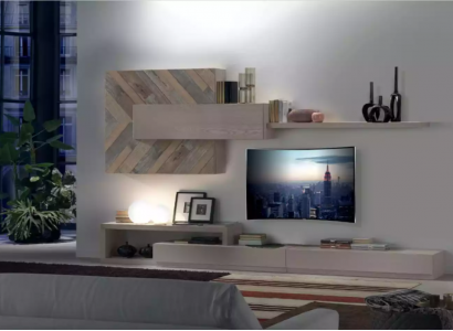 Wall unit TV stand wall shelves living room luxury lowboard gray new